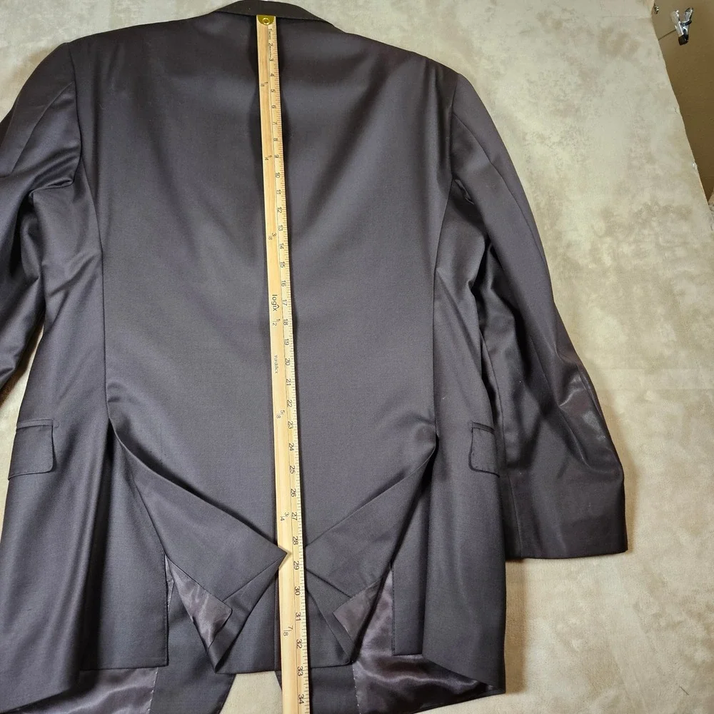 Giorgio Valentini Mens Suit 46L Dark Brown 100% Super 140s Wool Made in Italy
